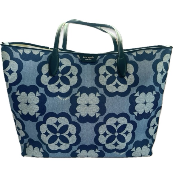 kate spade new york Blue Bags & Handbags for Women for sale  Kate Spade Navy and Light Blue Patterned Tote